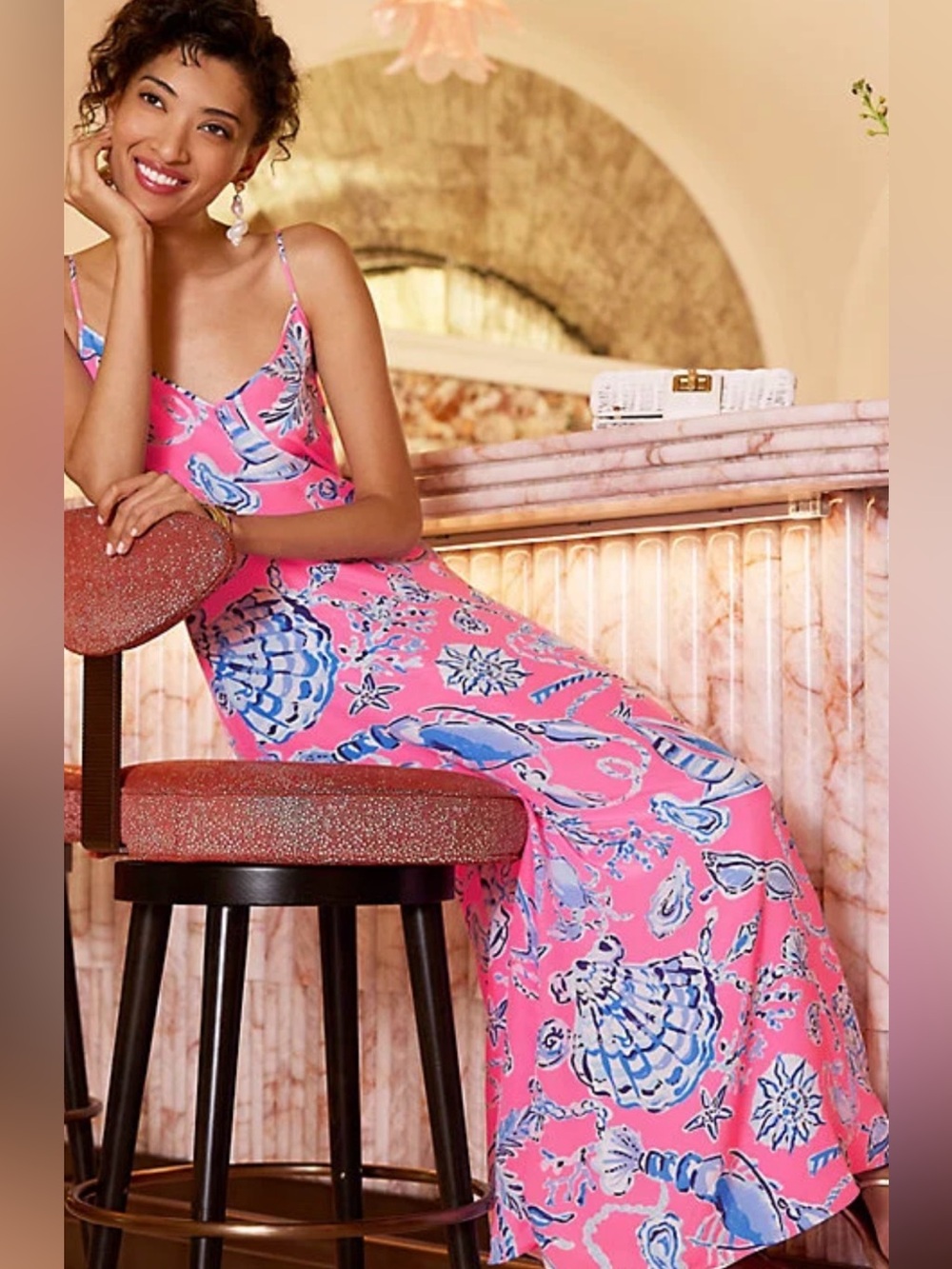 Lilly Pulitzer Verica Silk Maxi Dress - Barefoot Beachcombers - size 00